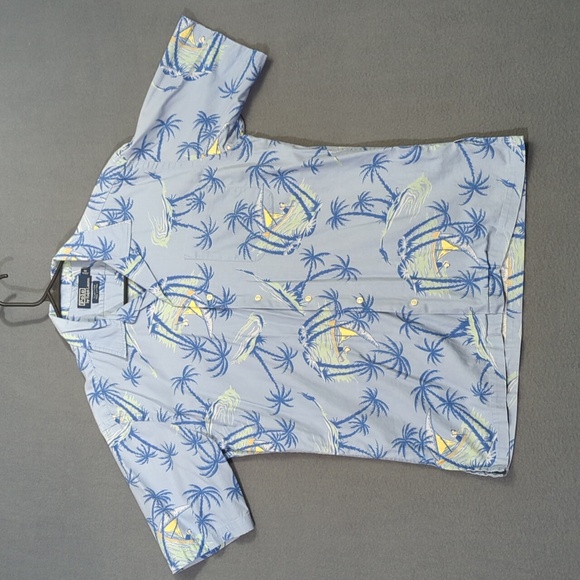 Polo Ralph Lauren Shirt Men's S Blue Clayton Loop Collar Hawaiian Tropical Boat - Picture 2 of 8